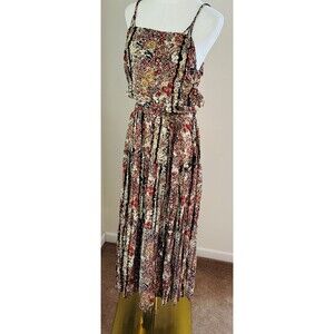 Free People Valerie Floral Maxi Dress XS Boho Open Back Crisscross Straps